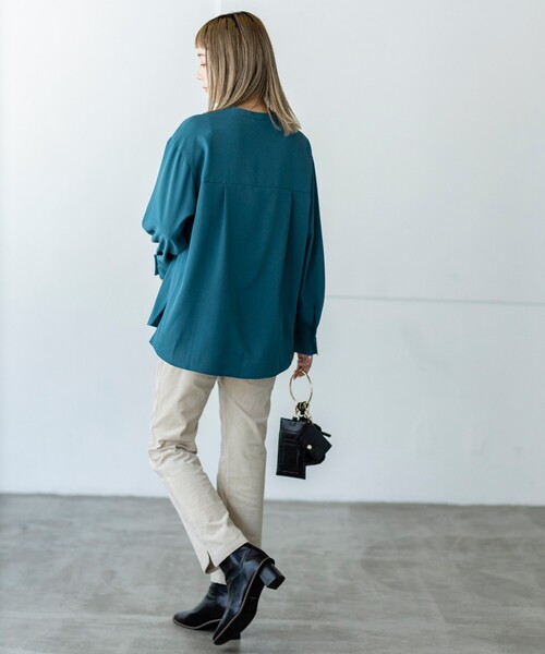 THE SHOP TK (ザ ショップ ティーケー )の「◆【洗える】ツイルスキッパーブラウス(シャツ/ブラウス・レディース・ブルー/ホワイト系/レモンイエロー/チャコールグレー・11/13/12/14)」の14枚目の写真