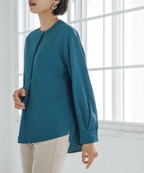 THE SHOP TK (ザ ショップ ティーケー )の「◆【洗える】ツイルスキッパーブラウス(シャツ/ブラウス・レディース・ブルー/ホワイト系/レモンイエロー/チャコールグレー・11/13/12/14)」の4枚目の写真
