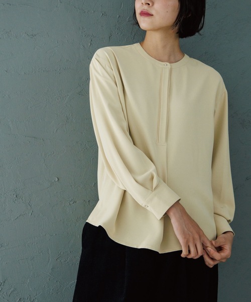 THE SHOP TK (ザ ショップ ティーケー )の「◆【洗える】ツイルスキッパーブラウス(シャツ/ブラウス・レディース・ブルー/ホワイト系/レモンイエロー/チャコールグレー・11/13/12/14)」の1枚目の写真
