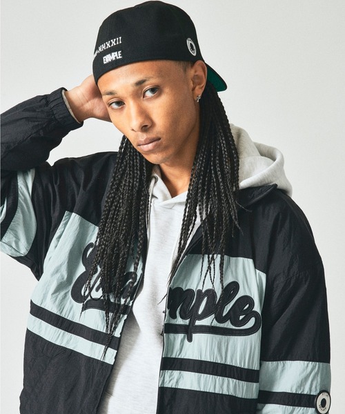 EXAMPLE エグザンプル ナイロンジャケット 黒 グレー XL EXAMPLE（エグザンプル）の「EXAMPLE NYLON TRACK JACKET