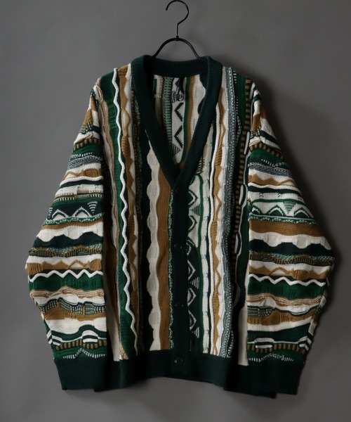 SITRY（シトリー）の「Balloon Sleeve Big silhouette 3D Knit Cardigan/バルーンスリーブ ビッグシルエット 3D  ニット カーディガン/カーデ（カーディガン/ボレロ・メンズ・チャコールグレー/ブラウン/グリーン・M/L）」の3枚目の写真