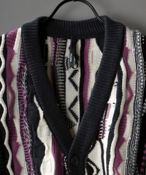 SITRY（シトリー）の「Balloon Sleeve Big silhouette 3D Knit Cardigan/バルーンスリーブ ビッグシルエット 3D  ニット カーディガン/カーデ（カーディガン/ボレロ・メンズ・チャコールグレー/ブラウン/グリーン・M/L）」の4枚目の写真