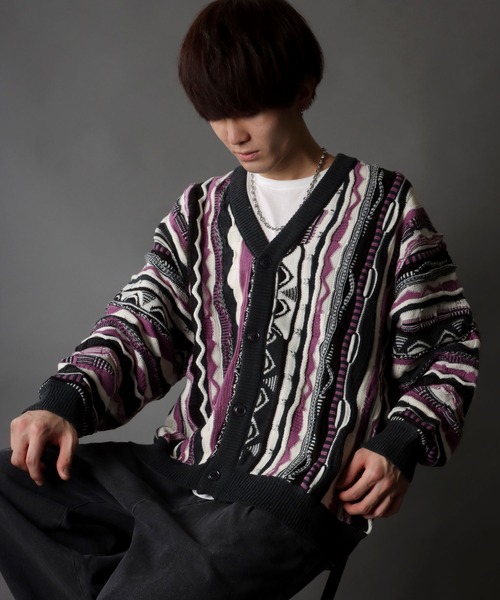 SITRY（シトリー）の「Balloon Sleeve Big silhouette 3D Knit Cardigan/バルーンスリーブ ビッグシルエット 3D  ニット カーディガン/カーデ（カーディガン/ボレロ・メンズ・チャコールグレー/ブラウン/グリーン・M/L）」の16枚目の写真