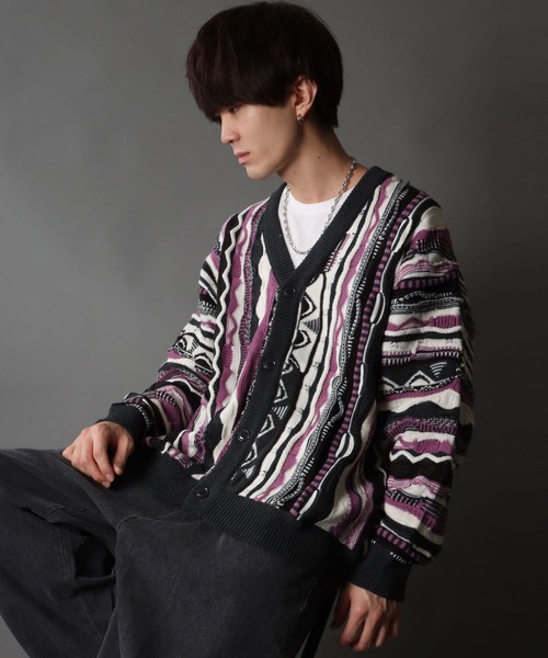 SITRY（シトリー）の「Balloon Sleeve Big silhouette 3D Knit Cardigan/バルーンスリーブ ビッグシルエット 3D  ニット カーディガン/カーデ（カーディガン/ボレロ・メンズ・チャコールグレー/ブラウン/グリーン・M/L）」の14枚目の写真