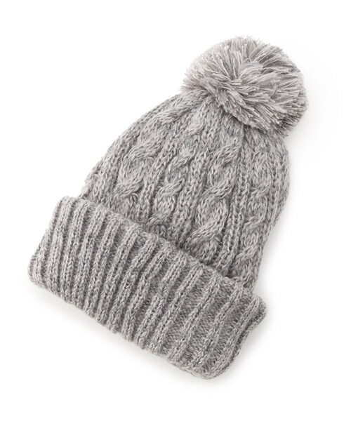 SHOO・LA・RUE(シューラルー)の「◆2WAYケーブルニット帽(ニットキャップ/ビーニー・レディース・ライトブルー/ブラック/グレー/イエロー・00)」の2枚目の写真