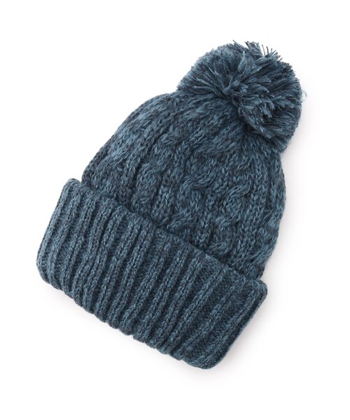 SHOO・LA・RUE(シューラルー)の「◆2WAYケーブルニット帽(ニットキャップ/ビーニー・レディース・ライトブルー/ブラック/グレー/イエロー・00)」の3枚目の写真