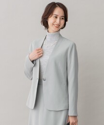 自由区（ジユウク）の「【洗える】ダブルフェイススーティング ノーカラージャケット（ノーカラージャケット・レディース）」