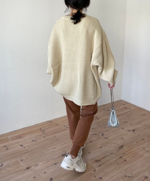 wee9s（ウィークス）の「alpaca touch knit pants / アルパカタッチウエストゴムニットパンツ（スウェットパンツ・レディース・キャメル/グリーン/ピンク/オレンジ/ブラック/アイボリー・FREE）」の18枚目の写真