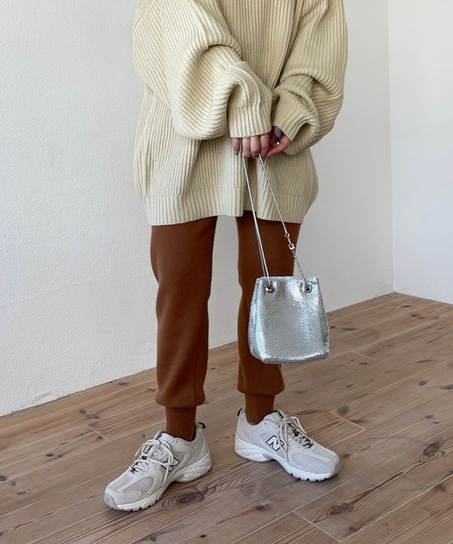 wee9s（ウィークス）の「alpaca touch knit pants / アルパカタッチウエストゴムニットパンツ（スウェットパンツ・レディース・キャメル/グリーン/ピンク/オレンジ/ブラック/アイボリー・FREE）」の16枚目の写真