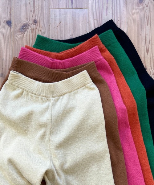 wee9s（ウィークス）の「alpaca touch knit pants / アルパカタッチウエストゴムニットパンツ（スウェットパンツ・レディース・キャメル/グリーン/ピンク/オレンジ/ブラック/アイボリー・FREE）」の10枚目の写真