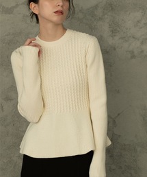 OPAQUE.CLIP | 【C】柄編みペプラムニットプルオーバー(ニット/セーター)