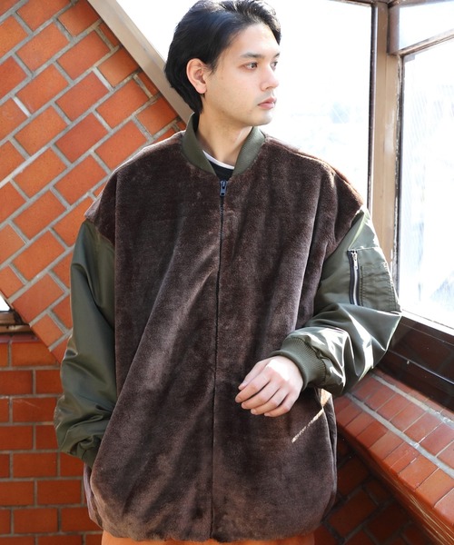 ８(eight)（エイト）の「ファー切替ＭＡー1ジャケット（MA-1・メンズ・アイボリー/カーキ/ブラック・MEDIUM/LARGE）」の3枚目の写真