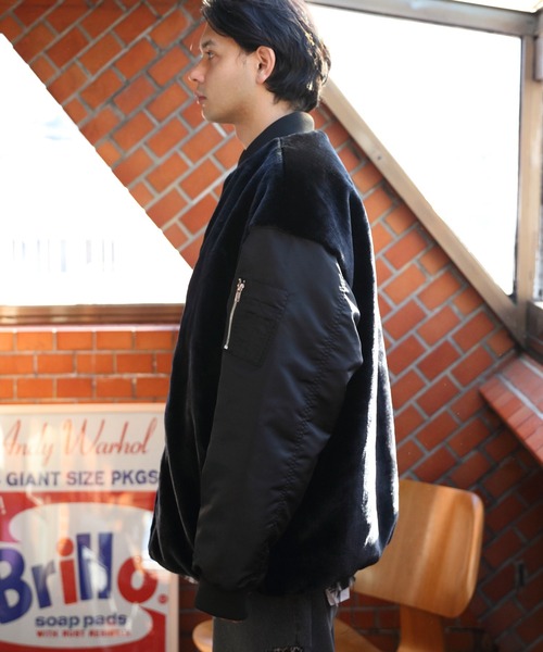 ８(eight)（エイト）の「ファー切替ＭＡー1ジャケット（MA-1・メンズ・アイボリー/カーキ/ブラック・MEDIUM/LARGE）」の6枚目の写真