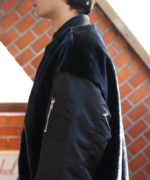 ８(eight)（エイト）の「ファー切替ＭＡー1ジャケット（MA-1・メンズ・アイボリー/カーキ/ブラック・MEDIUM/LARGE）」の10枚目の写真