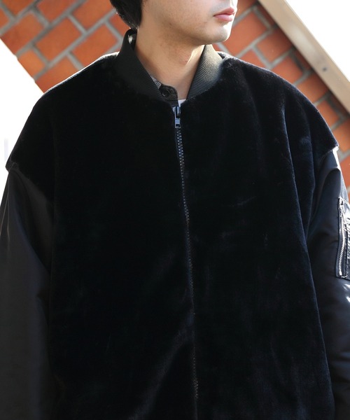 ８(eight)（エイト）の「ファー切替ＭＡー1ジャケット（MA-1・メンズ・アイボリー/カーキ/ブラック・MEDIUM/LARGE）」の11枚目の写真