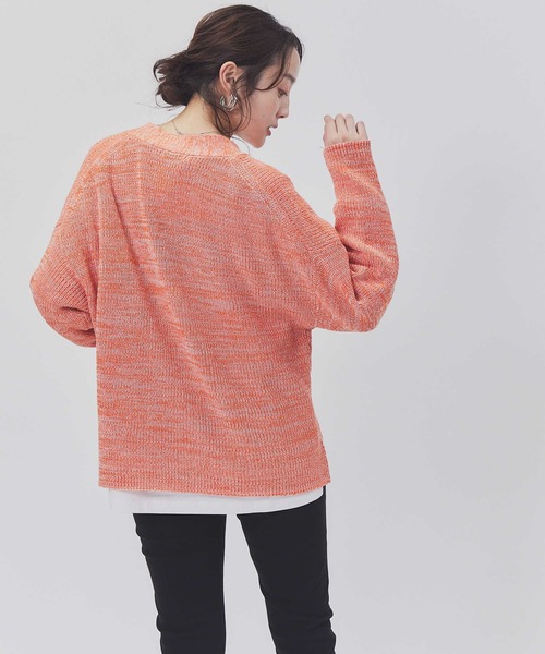 BACK NUMBER(バックナンバー)の「【BACK NUMBER】畦ニットカーデ(カーディガン/ボレロ・レディース・オフホワイト/ブラック/ブラック×ホワイト/ブルー/グリーン/オレンジ・M/L)」の9枚目の写真