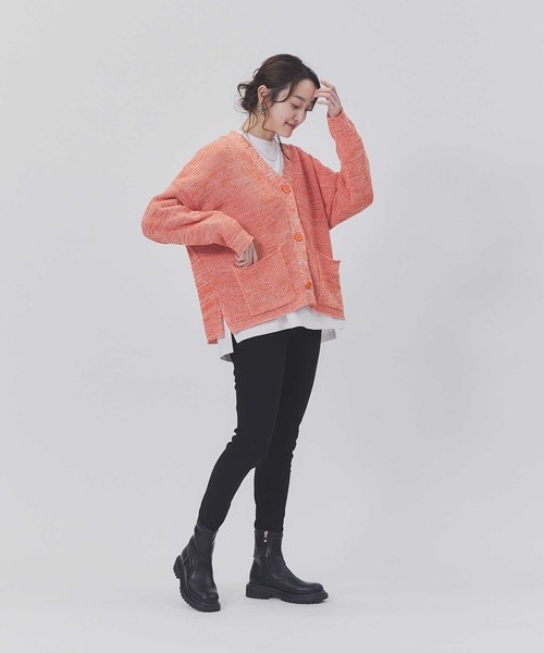 BACK NUMBER(バックナンバー)の「【BACK NUMBER】畦ニットカーデ(カーディガン/ボレロ・レディース・オフホワイト/ブラック/ブラック×ホワイト/ブルー/グリーン/オレンジ・M/L)」の10枚目の写真
