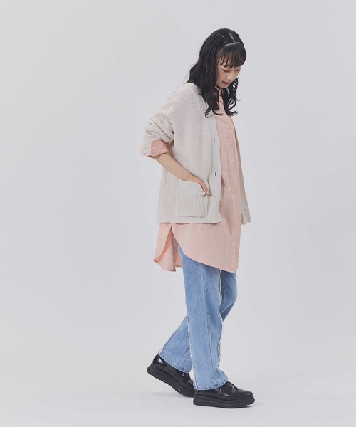 BACK NUMBER(バックナンバー)の「【BACK NUMBER】畦ニットカーデ(カーディガン/ボレロ・レディース・オフホワイト/ブラック/ブラック×ホワイト/ブルー/グリーン/オレンジ・M/L)」の11枚目の写真