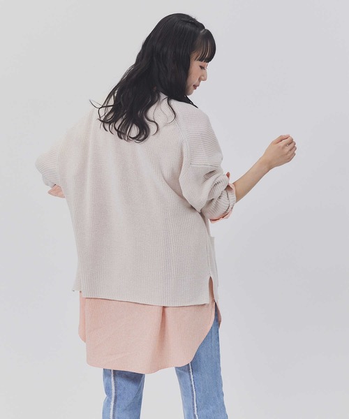 BACK NUMBER(バックナンバー)の「【BACK NUMBER】畦ニットカーデ(カーディガン/ボレロ・レディース・オフホワイト/ブラック/ブラック×ホワイト/ブルー/グリーン/オレンジ・M/L)」の12枚目の写真