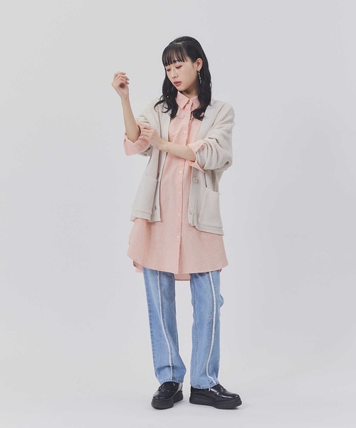 BACK NUMBER(バックナンバー)の「【BACK NUMBER】畦ニットカーデ(カーディガン/ボレロ・レディース・オフホワイト/ブラック/ブラック×ホワイト/ブルー/グリーン/オレンジ・M/L)」の13枚目の写真