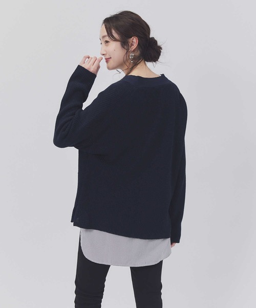 BACK NUMBER(バックナンバー)の「【BACK NUMBER】畦ニットカーデ(カーディガン/ボレロ・レディース・オフホワイト/ブラック/ブラック×ホワイト/ブルー/グリーン/オレンジ・M/L)」の15枚目の写真