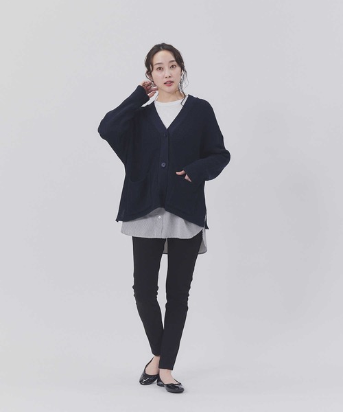 BACK NUMBER(バックナンバー)の「【BACK NUMBER】畦ニットカーデ(カーディガン/ボレロ・レディース・オフホワイト/ブラック/ブラック×ホワイト/ブルー/グリーン/オレンジ・M/L)」の16枚目の写真