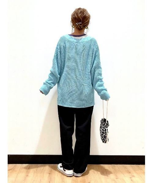BACK NUMBER(バックナンバー)の「【BACK NUMBER】畦ニットカーデ(カーディガン/ボレロ・レディース・オフホワイト/ブラック/ブラック×ホワイト/ブルー/グリーン/オレンジ・M/L)」の19枚目の写真