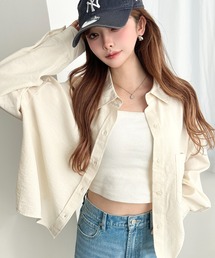 moment+（モーメントプラス）の「エステルスラブショート丈長袖シャツ（シャツ/ブラウス）」