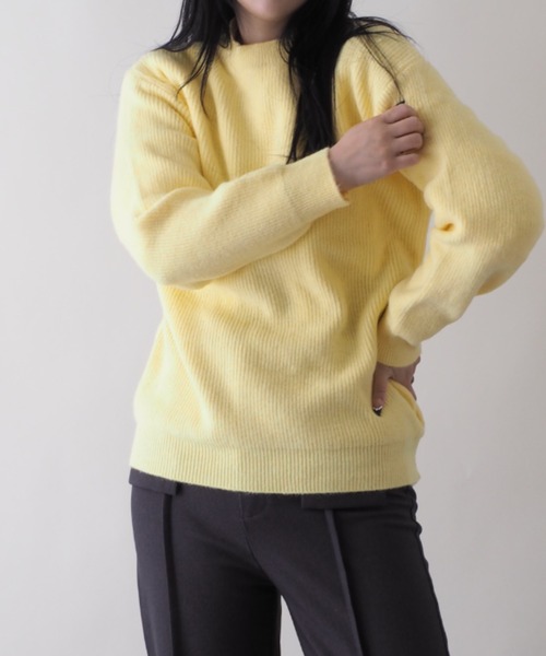 Vipoa(ヴィポア)の「シンプルオーバーモックネックニットトップス(ニット/セーター・レディース・グレー/ブルー/パープル/イエロー・FREE)」の14枚目の写真