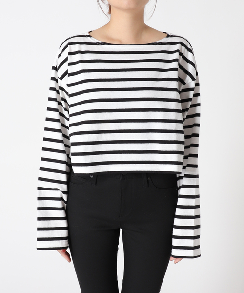 Traditional Weatherwear(トラディショナルウェザーウェア)の「【TRADITIONAL WEATHERWEAR】×AYA KANEKO ショートボーダートップス(Tシャツ/カットソー・レディース・ピンク/ブラック・FREE)」の15枚目の写真