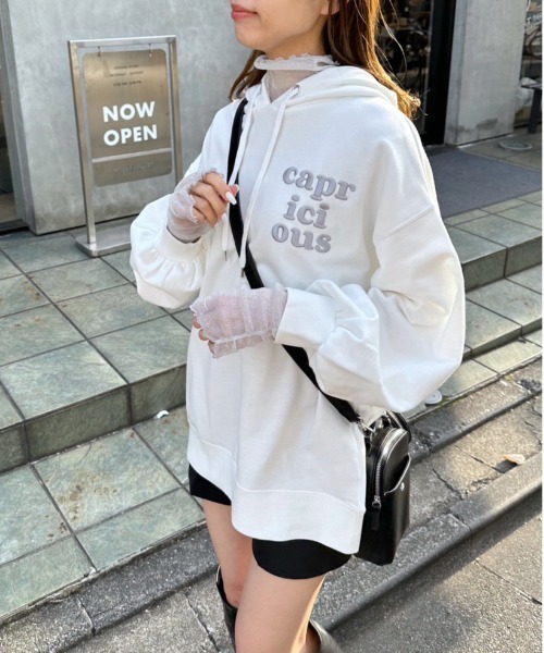 OLIVE des OLIVE(オリーブデオリーブ)の「刺繍ロゴフーディチュニック(パーカー・レディース・ネイビー/オートミール/ピンク/オフホワイト・FREE)」の8枚目の写真