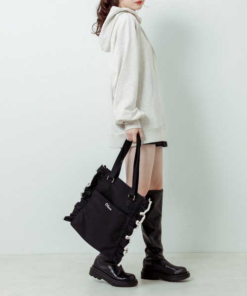 OLIVE des OLIVE(オリーブデオリーブ)の「刺繍ロゴフーディチュニック(パーカー・レディース・ネイビー/オートミール/ピンク/オフホワイト・FREE)」の11枚目の写真