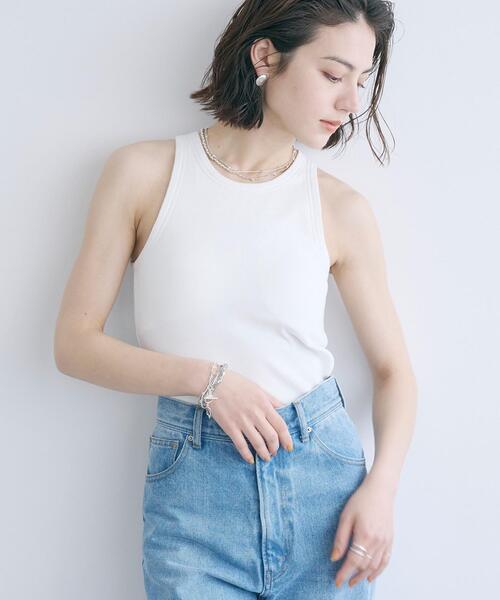 EMMEL REFINES(エメルリファインズ)の「<EMMEL REFINES>EM カップ付き アメスリ タンクトップ(タンクトップ・レディース・ホワイト/ブラック・FREE)」の15枚目の写真