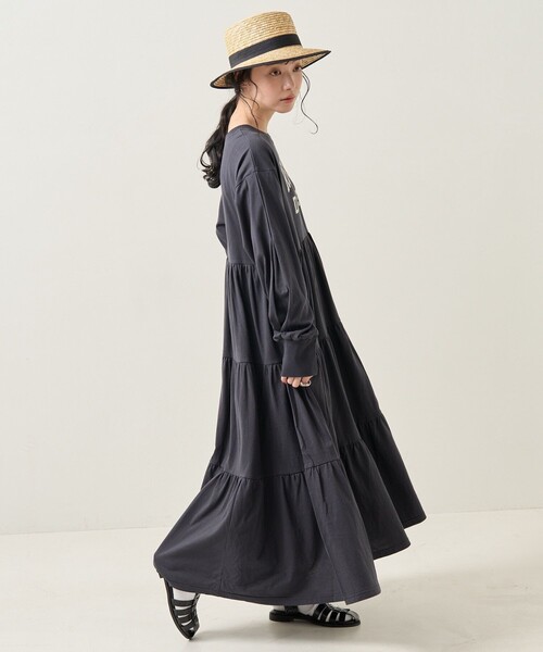 FREAK'S STORE（フリークスストア）の「ウエスト切替ティアードワンピース（ワンピース・レディース・ナチュラル/チャコール・ﾌﾘ-）」の7枚目の写真