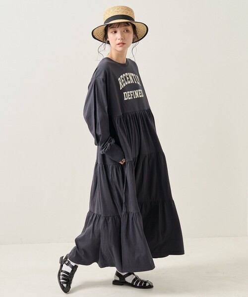 FREAK'S STORE（フリークスストア）の「ウエスト切替ティアードワンピース（ワンピース・レディース・ナチュラル/チャコール・ﾌﾘ-）」の9枚目の写真