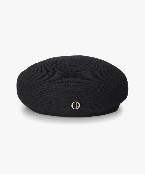 シャポードオー Chapeau d' O ベレー帽 黒ブラック ラメブラック Chapeau d' O Back Ribbon TH Beret | 57.5cm(75) BLACK (01