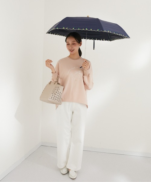 KATHARINE ROSS(キャサリンロス)の「【KATHARINE ROSS】nifty colors 最強の一級遮光 晴雨兼用 レモン刺繍PU折りたたみ日傘 WEB限定(折りたたみ傘・レディース・ネイビー/アイボリー・MEDIUM)」の6枚目の写真