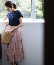 【洗える】シアーチェック スカート