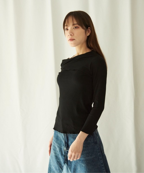 lit.Cy(リットシー)の「lit.Cy 2wayアシメオフショルリブカットソー 長袖(Tシャツ/カットソー・レディース・パープル/イエロー/ブラック・FREE)」の7枚目の写真