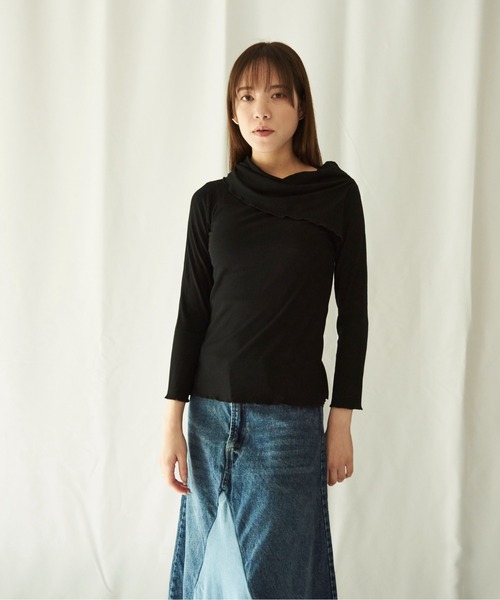 lit.Cy(リットシー)の「lit.Cy 2wayアシメオフショルリブカットソー 長袖(Tシャツ/カットソー・レディース・パープル/イエロー/ブラック・FREE)」の8枚目の写真