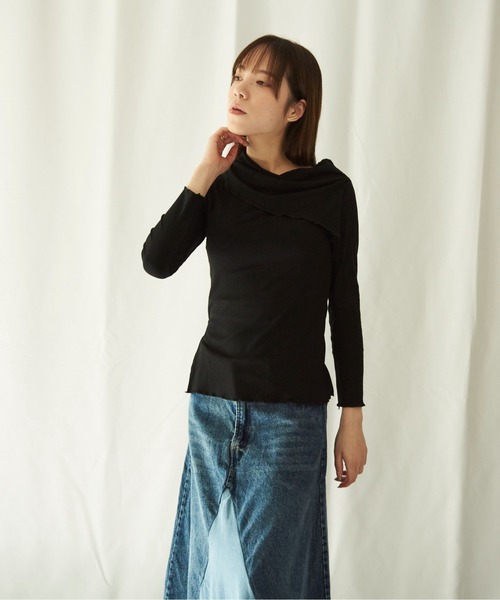 lit.Cy(リットシー)の「lit.Cy 2wayアシメオフショルリブカットソー 長袖(Tシャツ/カットソー・レディース・パープル/イエロー/ブラック・FREE)」の10枚目の写真