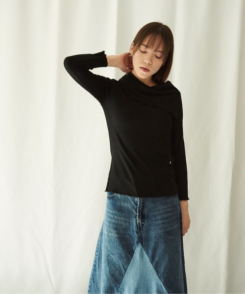 lit.Cy(リットシー)の「lit.Cy 2wayアシメオフショルリブカットソー 長袖(Tシャツ/カットソー・レディース・パープル/イエロー/ブラック・FREE)」の11枚目の写真