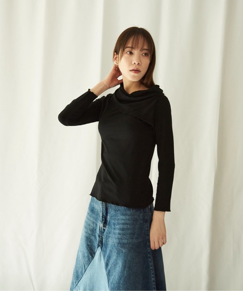 lit.Cy(リットシー)の「lit.Cy 2wayアシメオフショルリブカットソー 長袖(Tシャツ/カットソー・レディース・パープル/イエロー/ブラック・FREE)」の12枚目の写真