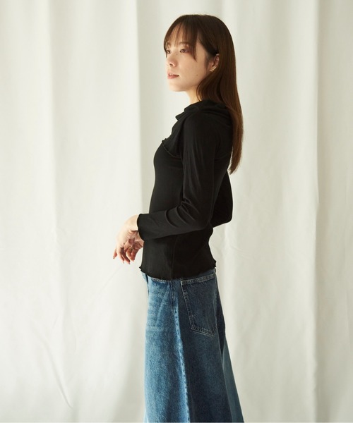 lit.Cy(リットシー)の「lit.Cy 2wayアシメオフショルリブカットソー 長袖(Tシャツ/カットソー・レディース・パープル/イエロー/ブラック・FREE)」の13枚目の写真