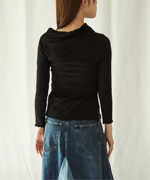 lit.Cy(リットシー)の「lit.Cy 2wayアシメオフショルリブカットソー 長袖(Tシャツ/カットソー・レディース・パープル/イエロー/ブラック・FREE)」の14枚目の写真