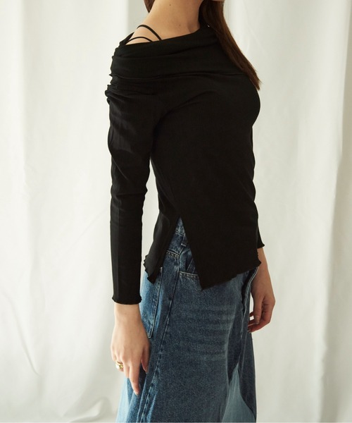 lit.Cy(リットシー)の「lit.Cy 2wayアシメオフショルリブカットソー 長袖(Tシャツ/カットソー・レディース・パープル/イエロー/ブラック・FREE)」の15枚目の写真