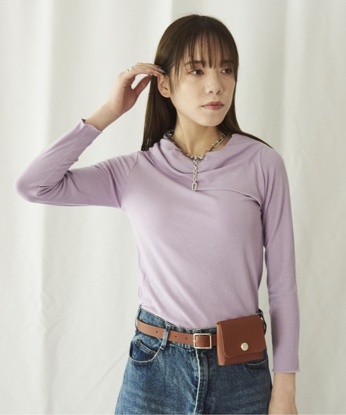 lit.Cy(リットシー)の「lit.Cy 2wayアシメオフショルリブカットソー 長袖(Tシャツ/カットソー・レディース・パープル/イエロー/ブラック・FREE)」の16枚目の写真