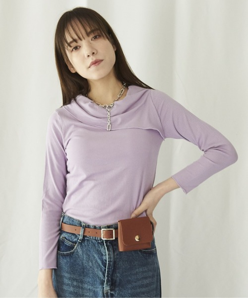 lit.Cy(リットシー)の「lit.Cy 2wayアシメオフショルリブカットソー 長袖(Tシャツ/カットソー・レディース・パープル/イエロー/ブラック・FREE)」の17枚目の写真
