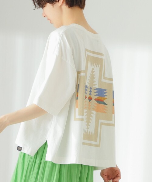PENDLETON(ペンドルトン)の「PENDLETON / バックプリント Tシャツ(Tシャツ/カットソー・レディース・ミント/ネイビー/オフホワイト・ONE SIZE)」の8枚目の写真