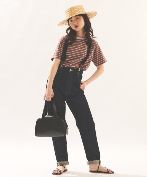 MERLOT(メルロー)の「カラフルボーダーTシャツ(Tシャツ/カットソー・レディース・ネイビー/モカ/オレンジ・FREE)」の10枚目の写真